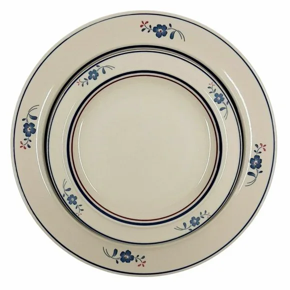 Stockholm Red Blue Floral Dinner Plate Vintage Patriotic Stoneware Dinnerware - Picture 8 of 8